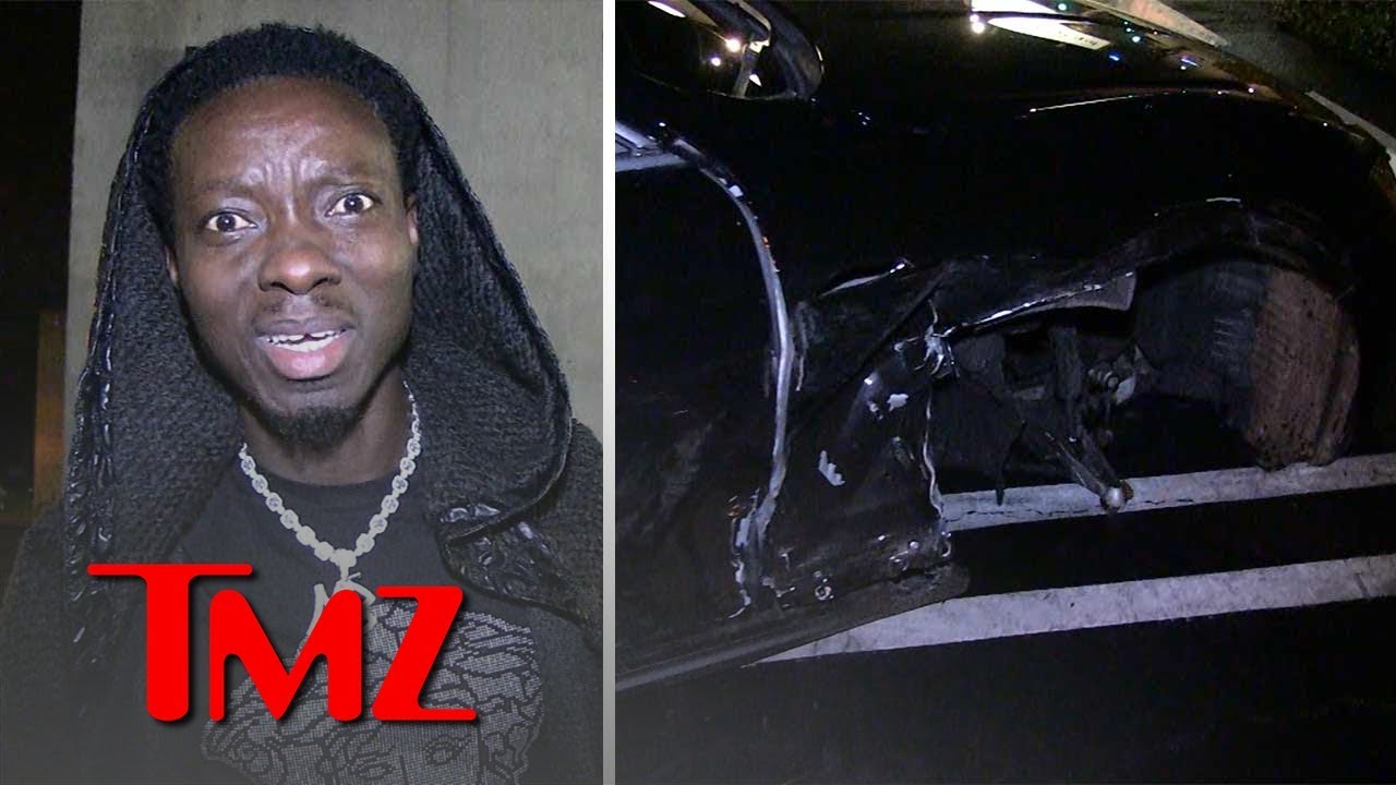 Michael Blackson's Rolls-Royce Smashed by Alleged Drunk Driver on 3 WHEELS | TMZ 3