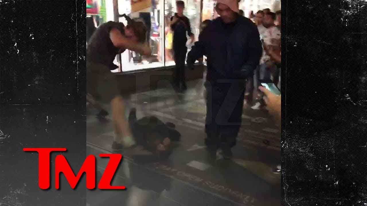 Brawl on Hollywood Walk of Fame on Donald Trump's Star 4