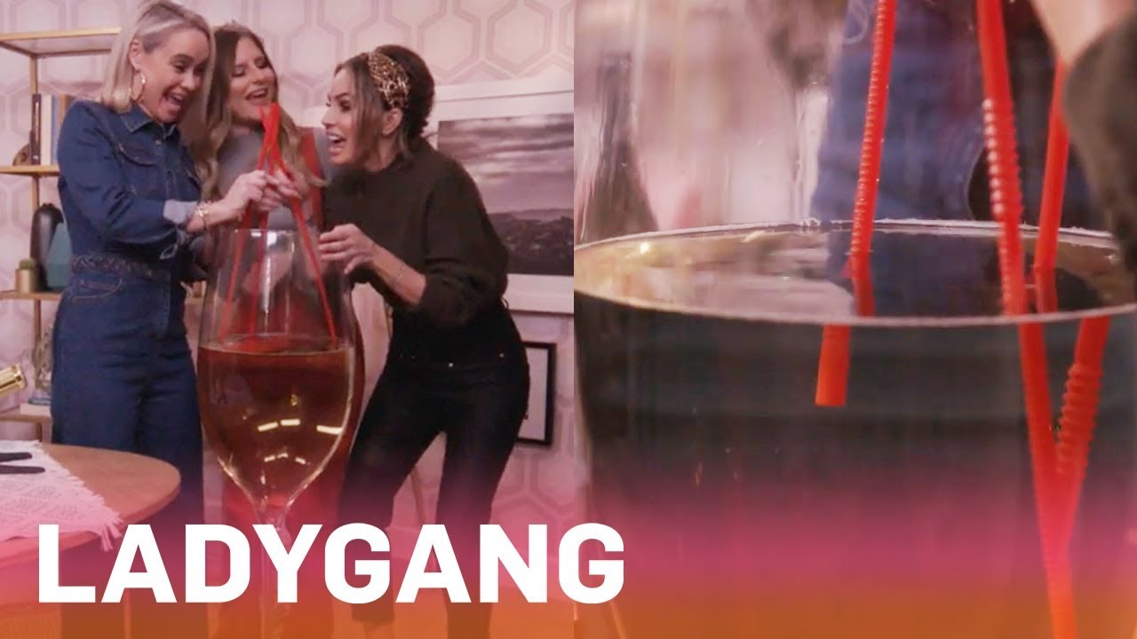 "LadyGang" Stars Simultaneously Drink From Giant Glass of Wine | E! 1