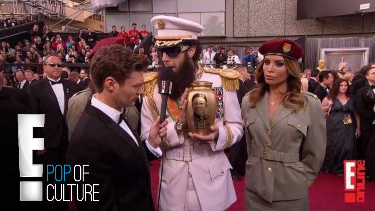 Sacha Baron Cohen Spills Ashes on Ryan Seacrest - 2012 Oscars | E! 2